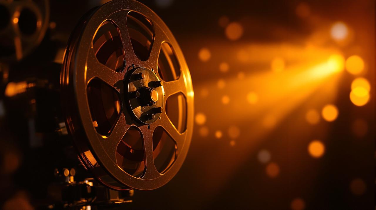黄瓜影视 - 经典影视作品放映室，怀旧老电影放映机投射温暖光芒